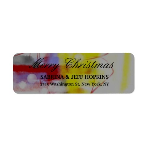 Red Yellow Grey Merry Christmas Message Family Label