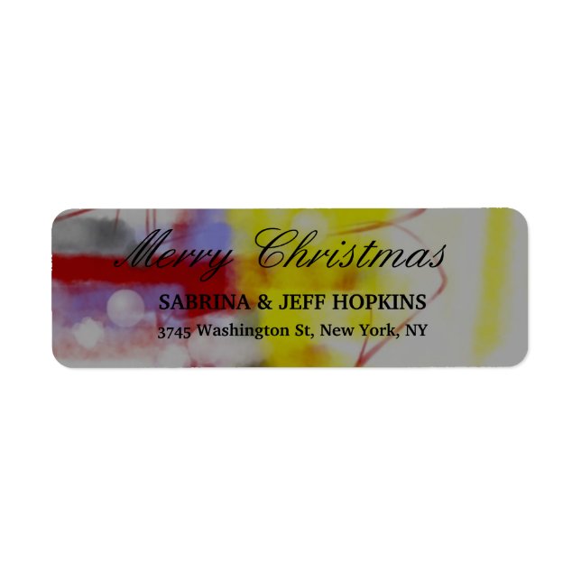 Red Yellow Grey Merry Christmas Message Family Label (Front)