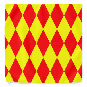 Red Yellow Harlequin Checkered Design Bandana