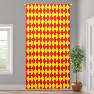 Red Yellow Harlequin Checkered Design Blackout Curtains