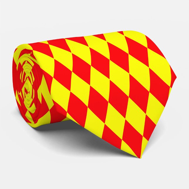 Red Yellow Harlequin Checkered Design  Neck Tie (Creator Uploaded)