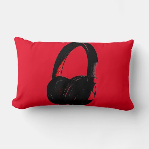 Red Yellow Headphone Pop Art Head Phone Lumbar Pillow