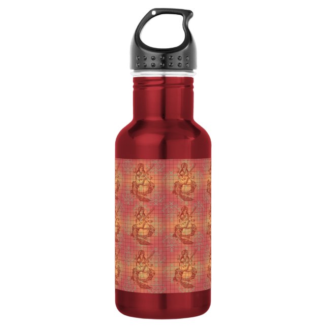 red yellow hindu Goddess Saraswati Wisdom India Water Bottle (Front)