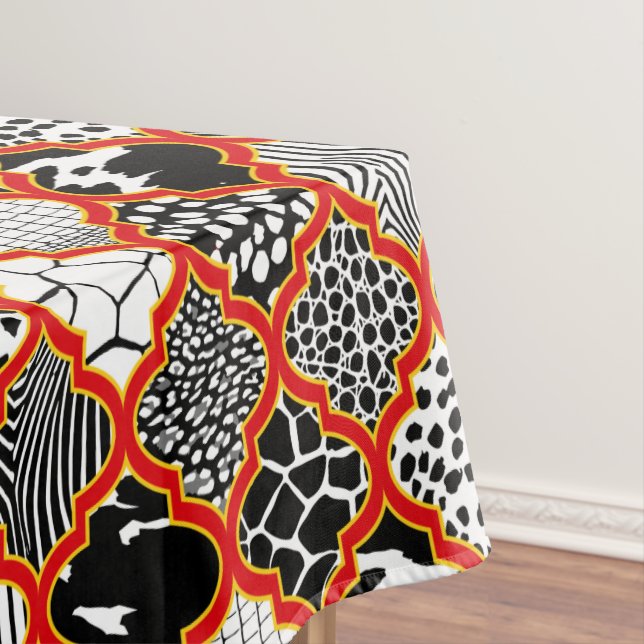 Red Yellow Hollywood Regency Tablecloth (In Situ)