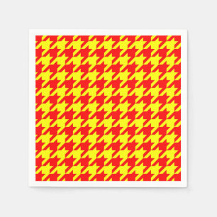 Red Yellow Houndstooth Plaid Check Napkins