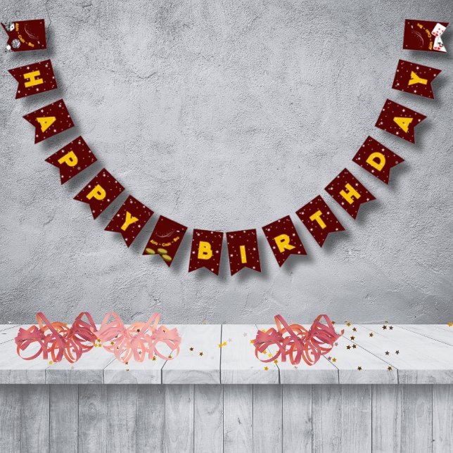 Red & Yellow Magical Happy Birthday  Bunting Flags (Red & Yellow Magical Happy Birthday Bunting Flags)