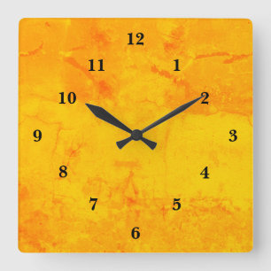 Red yellow marble , rainbow-art square wall clock