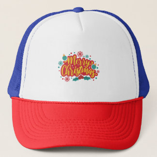 Red & Yellow Merry Christmas Trucker Hat