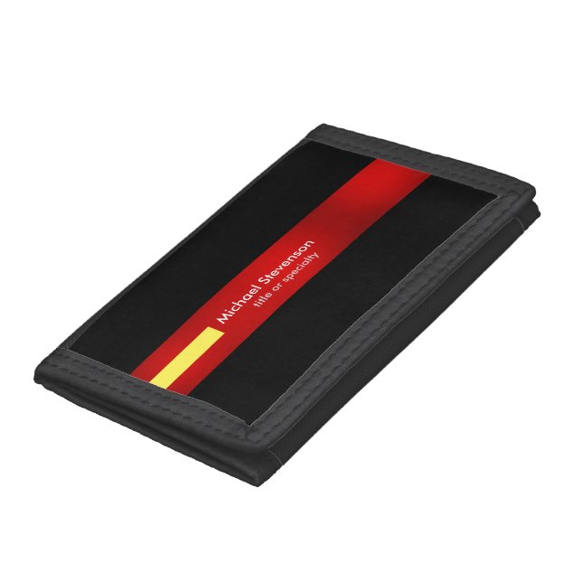 Red Yellow Modern Unique Consultant Trifold Wallet (Bottom)