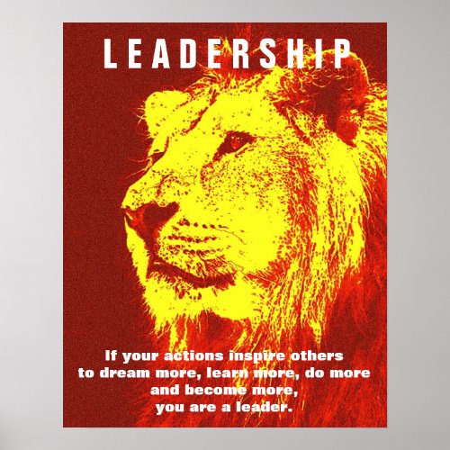 Red Yellow Motivational Leadership Lion Poster