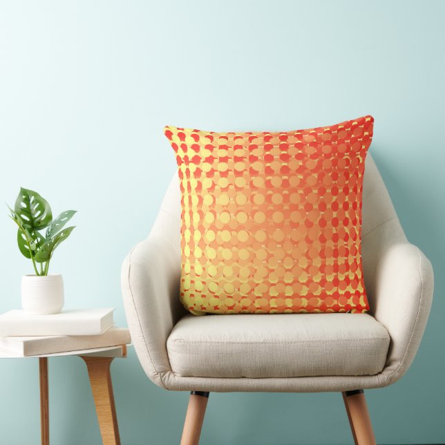 Red Yellow Multi Layer Polka Dot Fade Throw Pillow (Chair)