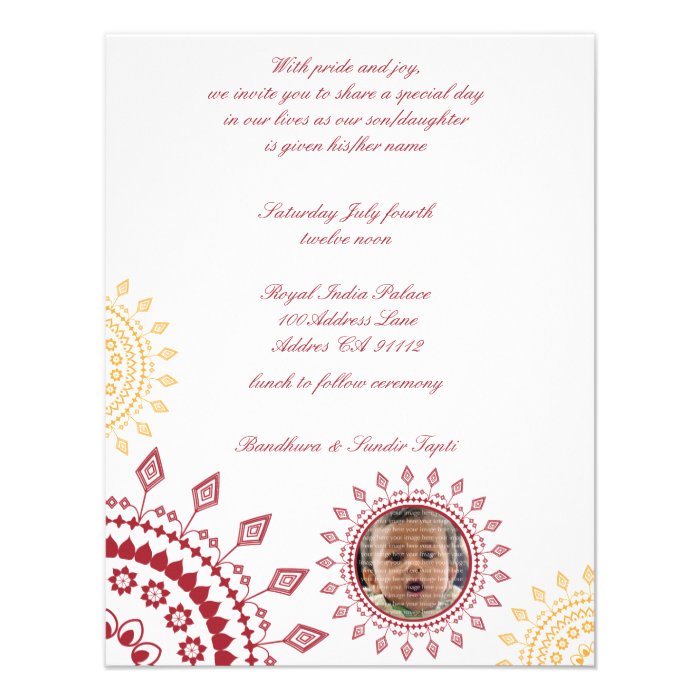 Red & Yellow Namkaran Baby Naming Invitations