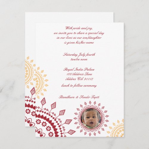 Red  Yellow Namkaran Baby Naming Invitations