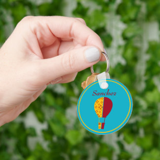 Red Yellow New Mexico Zia Hot Air Balloon Keychain