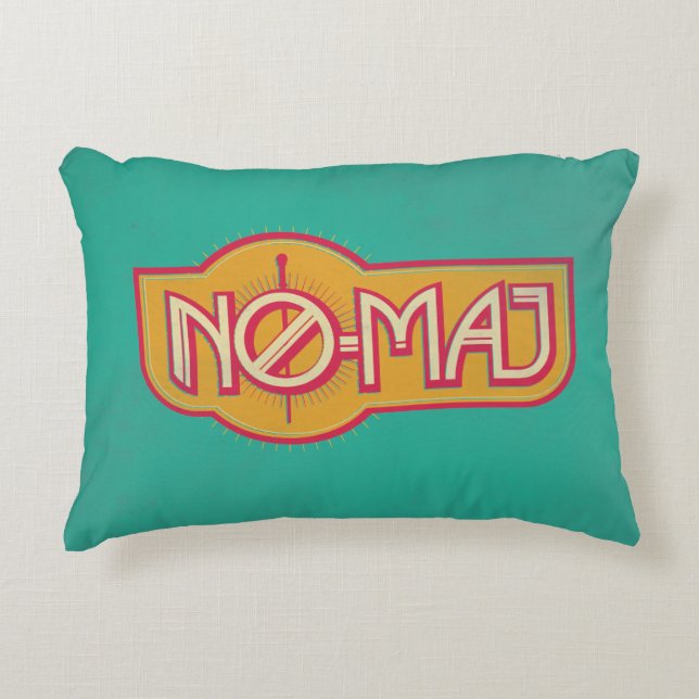 Red & Yellow NO-MAJ™ Badge Accent Pillow (Front)