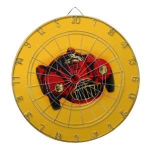 Red Yellow Old Auto Racing Car Dart Board