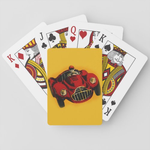 Red Yellow Old Auto Racing Car Playing Cards