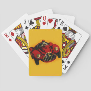 Red Yellow Old Auto Racing Car Poker Cards