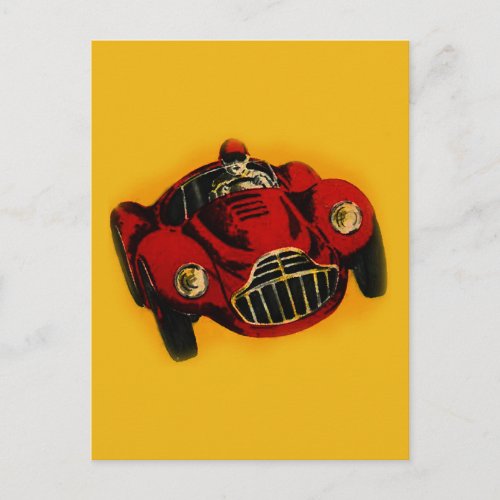 Red Yellow Old Auto Racing Car Postcard