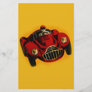Red Yellow Old Auto Racing Car Stationery