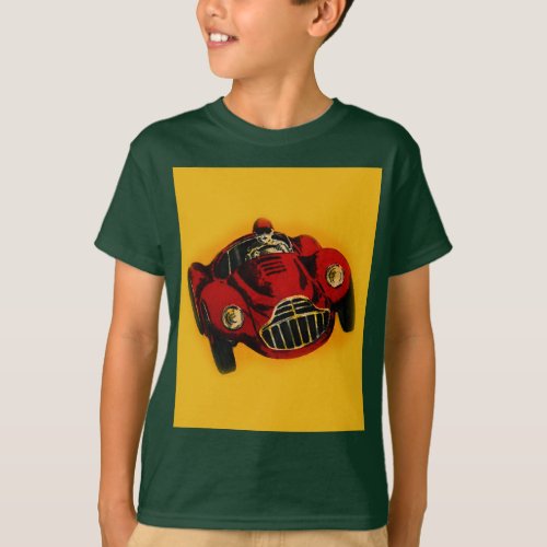 Red Yellow Old Auto Racing Car T_Shirt