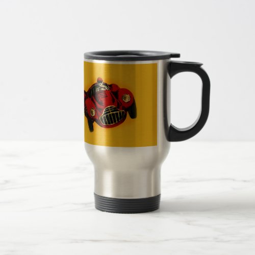 Red Yellow Old Auto Racing Car Travel Mug