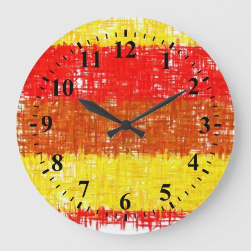 Red Yellow Orange Abstract Art Painting Large Clock