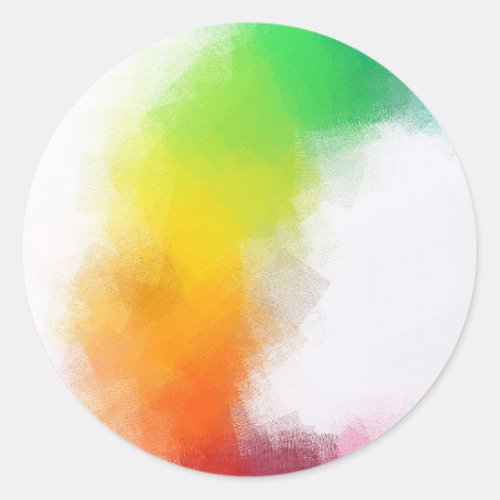 Red Yellow Orange Blue Green Pink White Abstract Classic Round Sticker