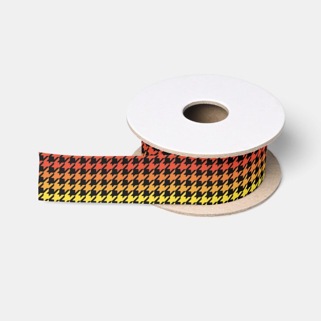 Red yellow orange houndstooth pattern ribbon (Spool)