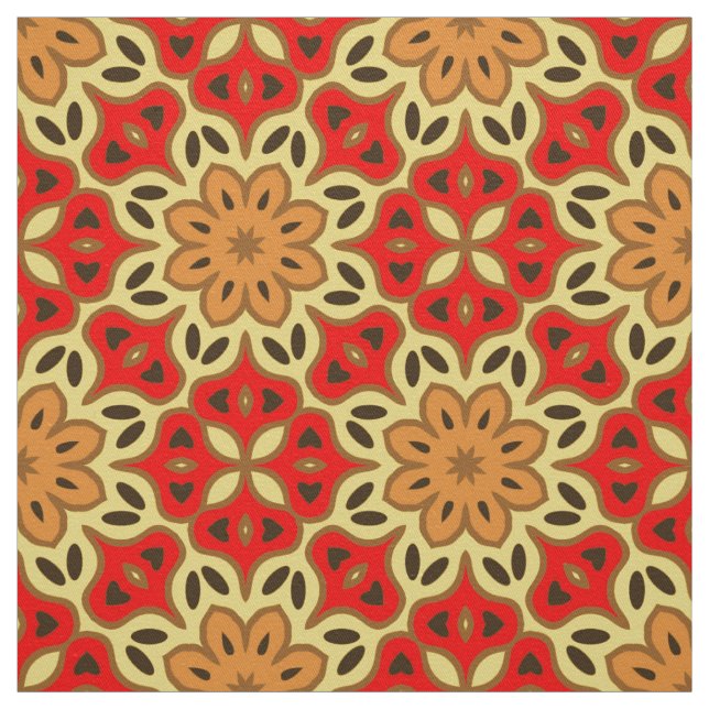 Red Yellow & Orange Mosaic Geometric Pattern Fabric (Swatch)