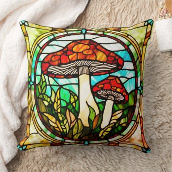 Red  Yellow  Orange Mushrooms  Throw Pillow by AutumnRoseMDS at Zazzle