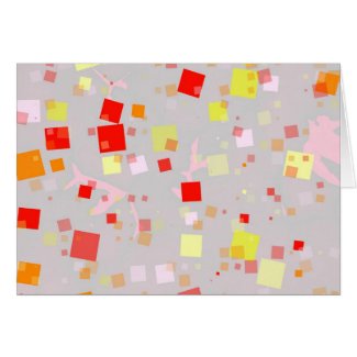 Red, Yellow, Orange, & White Confetti on Gray card