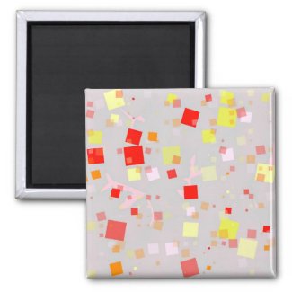 Red, Yellow, Orange, & White Confetti on Gray magnet