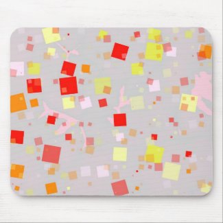 Red, Yellow, Orange, & White Confetti on Gray mousepad