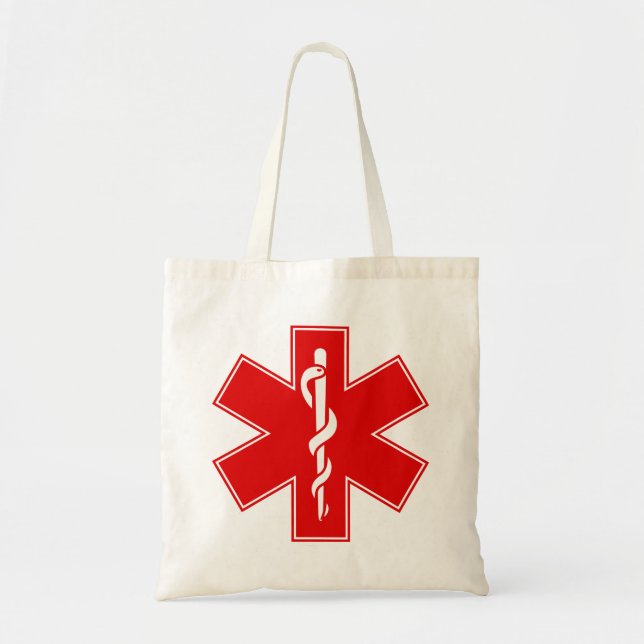Red Yellow Orange White Nurse EMS Star of Life Tote Bag (Front)