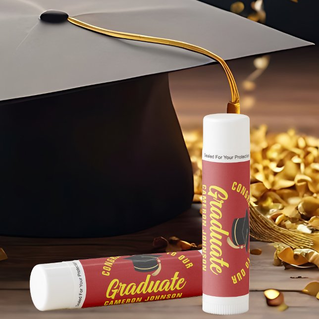 Red Yellow Personalized Graduation Party Lip Balm (Creator Uploaded)