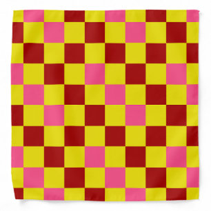 Red Yellow Pink Checkered Pattern Design  Bandana