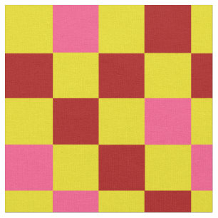 Red Yellow Pink Checkered Pattern Design  Fabric