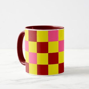 Red Yellow Pink Checkered Pattern Design Mug