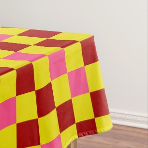 Red Yellow Pink Checkered Pattern Design  Tablecloth