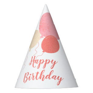 Red Yellow Pink Cute Balloons Happy Birthday Party Hat
