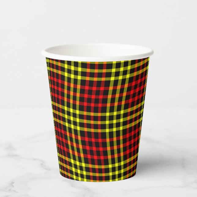 Red Yellow Plaid Checker Seamless Pattern Paper Cups (Front)