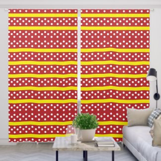 Red Yellow Polka Dot Stripes Pattern 