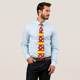 Red Yellow Polka Dot Stripes Pattern    