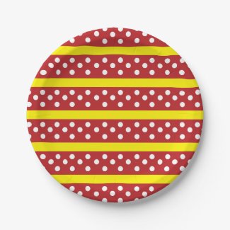 Red Yellow Polka Dot Stripes Pattern     