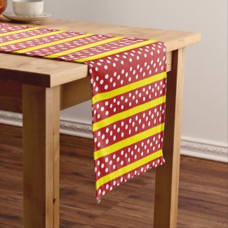 Red Yellow Polka Dot Stripes Pattern     