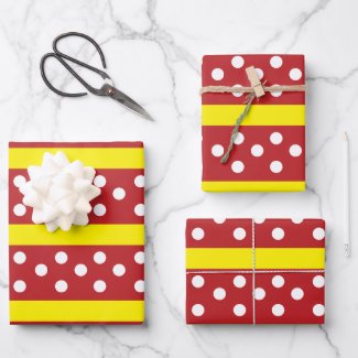 Red Yellow Polka Dot Stripes Pattern   