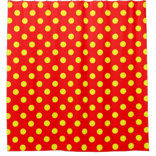 Red Yellow Polka Dots Design Shower Curtain