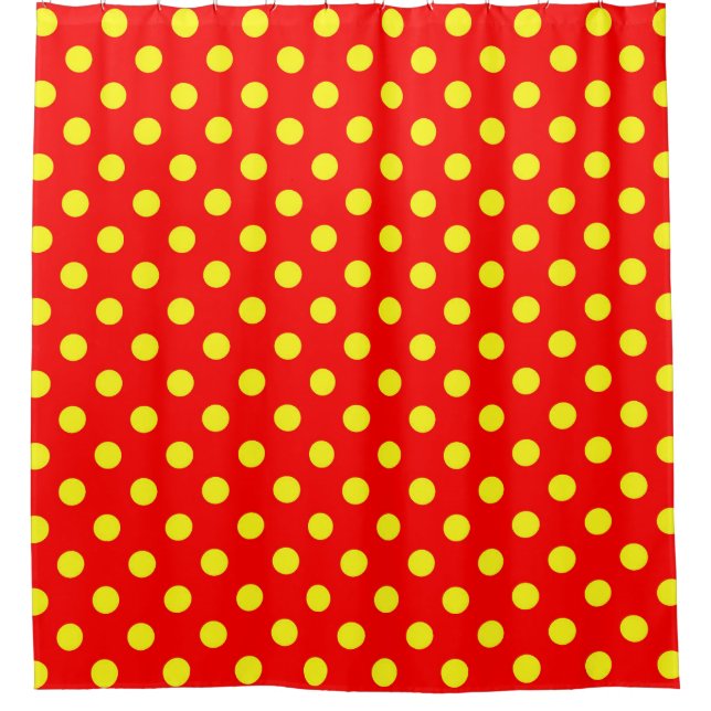 Red Yellow Polka Dots Design  Shower Curtain (Front)