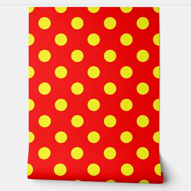 Red Yellow Polka Dots Design  Wallpaper (Unrolling)